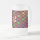 ギンガムチェック数々のカラーのパターン フロストグラスビールジョッキ (正面右)