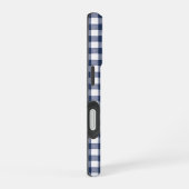 ギンガムチェック柄 - ネイビーブルー iPhone 16ケース (右側面)