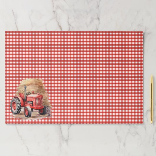 ギンガムチェック赤トラクターバースデーパーティー ペーパーパッド (インサイチュ)