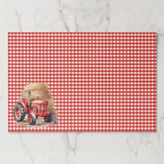 ギンガムチェック赤トラクターバースデーパーティー ペーパーパッド (正面)