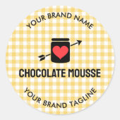 ギンガムチェック黄色パターンJARラベルビジネス ラウンドシール (正面)