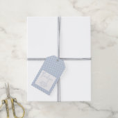 ギンガムチェック パステル ダスティーブルー ベビーシャワー ギフトタグ (より糸付き)