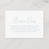 ギンガムティール（緑がかった色）シンプルの可愛い本の赤ちゃんシャワー エンクロージャーカード (正面)