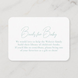 ギンガムティール（緑がかった色）シンプルの可愛い本の赤ちゃんシャワー エンクロージャーカード