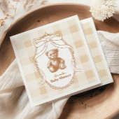 ギンガムテフランスのディベア赤ちゃんシャワー スタンダードカクテルナプキン