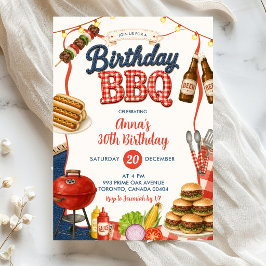 ギンガムデニムの誕生日BBQパーティー招待状 招待状