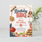 ギンガムデニムの誕生日BBQパーティー招待状 招待状 (スタンド正面)