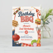 ギンガムデニムキッズバースデーBBQパーティー 招待状 (スタンド正面)