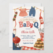 ギンガムデニムBBQ性別発表Babyq 招待状 (正面)