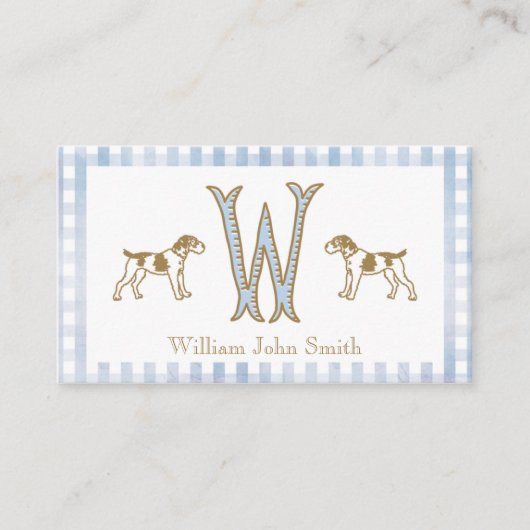 ギンガムドッグ男の赤ちゃんエンクロージャカード エンクロージャーカード (正面)
