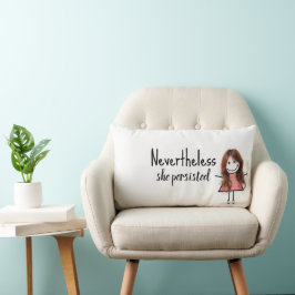 ギンガムドレスを着た可愛いスティックガール引用文 ランバークッション