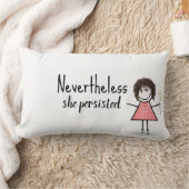 ギンガムドレスを着た可愛いスティックガール引用文 ランバークッション (ブランケット)