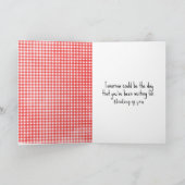 ギンガムドレスを着た可愛いスティックガール カード (内部)