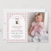 ギンガムハロウィーン幽霊ガール1stバースデーフォト 招待状 (正面)