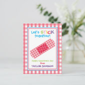 ギンガムバンデージのパーソナライズバレンタインカード ポストカード (スタンド正面)