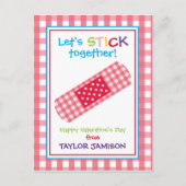 ギンガムバンデージのパーソナライズバレンタインカード ポストカード (正面)