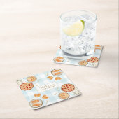 ギンガムパターンウォーターカラーペストリーベーキングベーカリー スクエアペーパーコースター (インサイチュ)