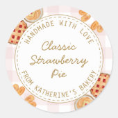 ギンガムパターンウォーターカラーペストリーベーキングベーカリー ラウンドシール (正面)