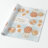 ギンガムパターンウォーターカラーペストリーベーキングベーカリー ラッピングペーパー (アンロールド)