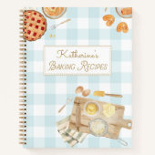 ギンガムパターンウォーターカラーペストリーベーキングレシピ ノートブック (正面)