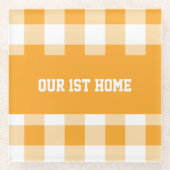 ギンガムパターンドゥー第1ホーム ガラスコースター (正面)