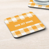 ギンガムパターンドゥー第1ホーム コースター (左側)