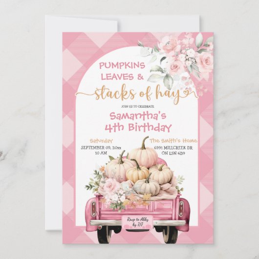 ギンガムパンプキ離れンの誕生日とヘイのスタック 招待状 (正面)