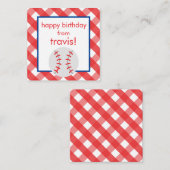 ギンガムパーソナライズされた野球ギフト囲いカード ノートカード (正面/裏面)