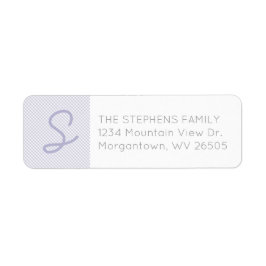 ギンガムパープルイニシャルベビーシャワー差出人住所 ラベル