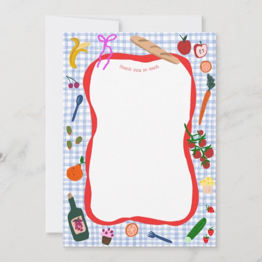 ギンガムピクニクモダンキュートカスタムブライダルシャワー サンキューカード (正面)