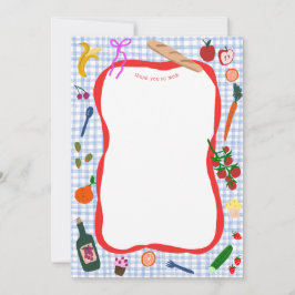 ギンガムピクニクモダンキュートカスタムブライダルシャワー サンキューカード