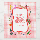 ギンガムピクニクモダンキュートカスタムブライダルシャワー ワインラベル (シングルラベル)