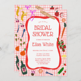 ギンガムピクニクモダンキュートカスタムブライダルシャワー 招待状