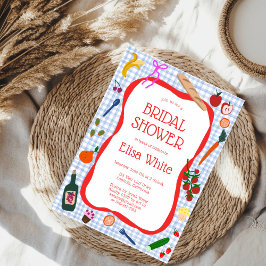 ギンガムピクニクモダンキュートカスタムブライダルシャワー 招待状