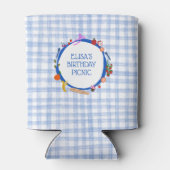 ギンガムピクニッモダンクかわいいカスタム誕生日パーティー 缶クーラー (裏面)