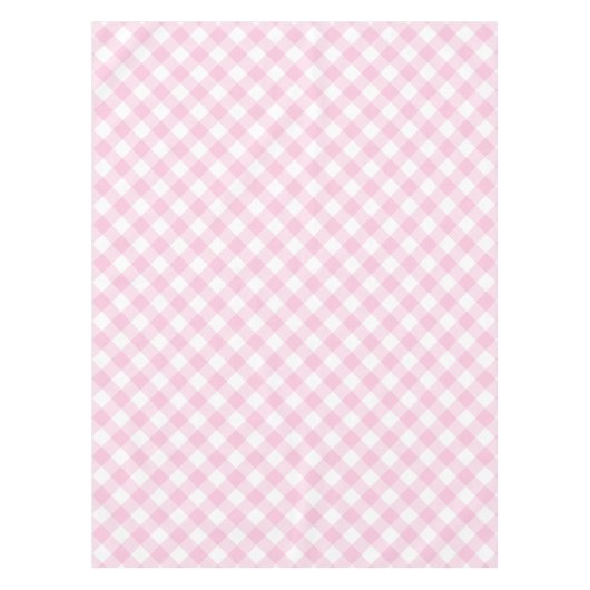 ギンガムピンクと白のプレイド模様 テーブルクロス (正面)