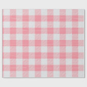 ギンガムピンクの格子状ガーリーの赤ちゃん女の子シャワーかわいい ラッピングペーパー (フラット)