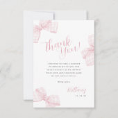 ギンガムピンクボウベビーシャワーサンキューカード サンキューカード (正面)