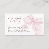 ギンガムピンクボウ赤ちゃんシャワーベビー3,5x2"用ブック エンクロージャーカード (正面)