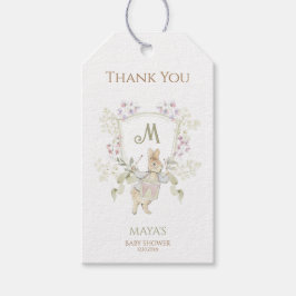 ギンガムピーターうさぎモノグラム赤ちゃんシャワー ギフトタグ