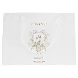 ギンガムピーターうさぎモノグラム赤ちゃんシャワー ラージペーパーバッグ