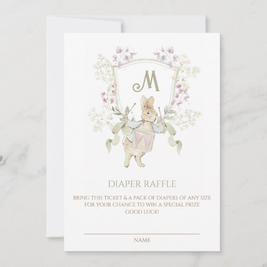 ギンガムピーターうさぎ赤ちゃんシャワーおむつラッフル 招待状 (正面)