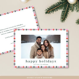 ギンガムファミリーモダンフォトハッピーホリデイズカード シーズンカード