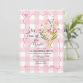 ギンガムフラワーオフザマーケットブライダルシャワー 招待状 (スタンド正面)