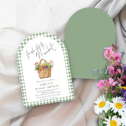ギンガムフレッシュオフマーケットスクリプトブライダルシャワーアーチ 招待状