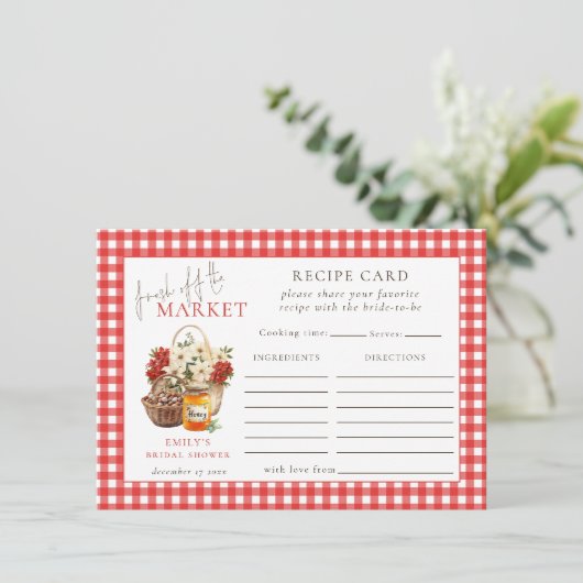 ギンガムフレッシュオフマーケットブライダルシャワーレシピカード エンクロージャーカード (スタンド正面)