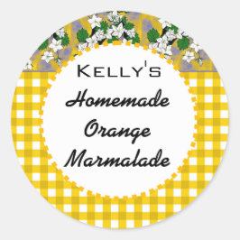 ギンガムフローラルオレンジマーマレーラベル ラウンドシール
