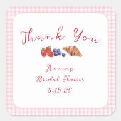 ギンガムブランチブライダルシャワーライトピンクサンキュー スクエアシール (正面)