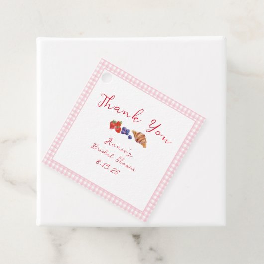 ギンガムブランチブライダルシャワーライトピンクサンキュー フェイバータグ (インサイチュ)