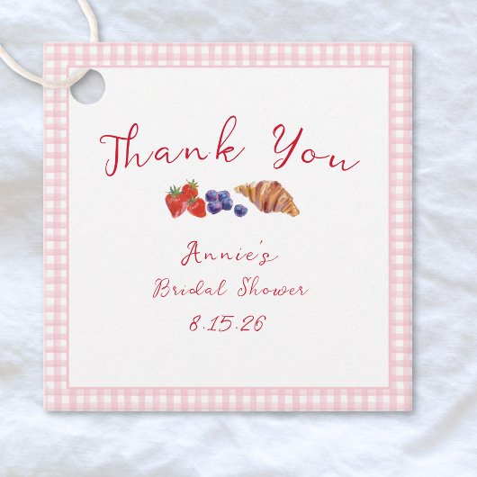 ギンガムブランチブライダルシャワーライトピンクサンキュー フェイバータグ